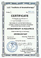 Сертификат по курсу ароматерапия в педиатрии Аромадистант на английском языке